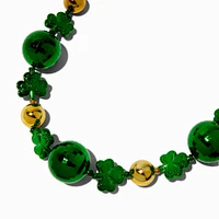 St. Patrick's Day Shamrock & Disco Balls Necklace