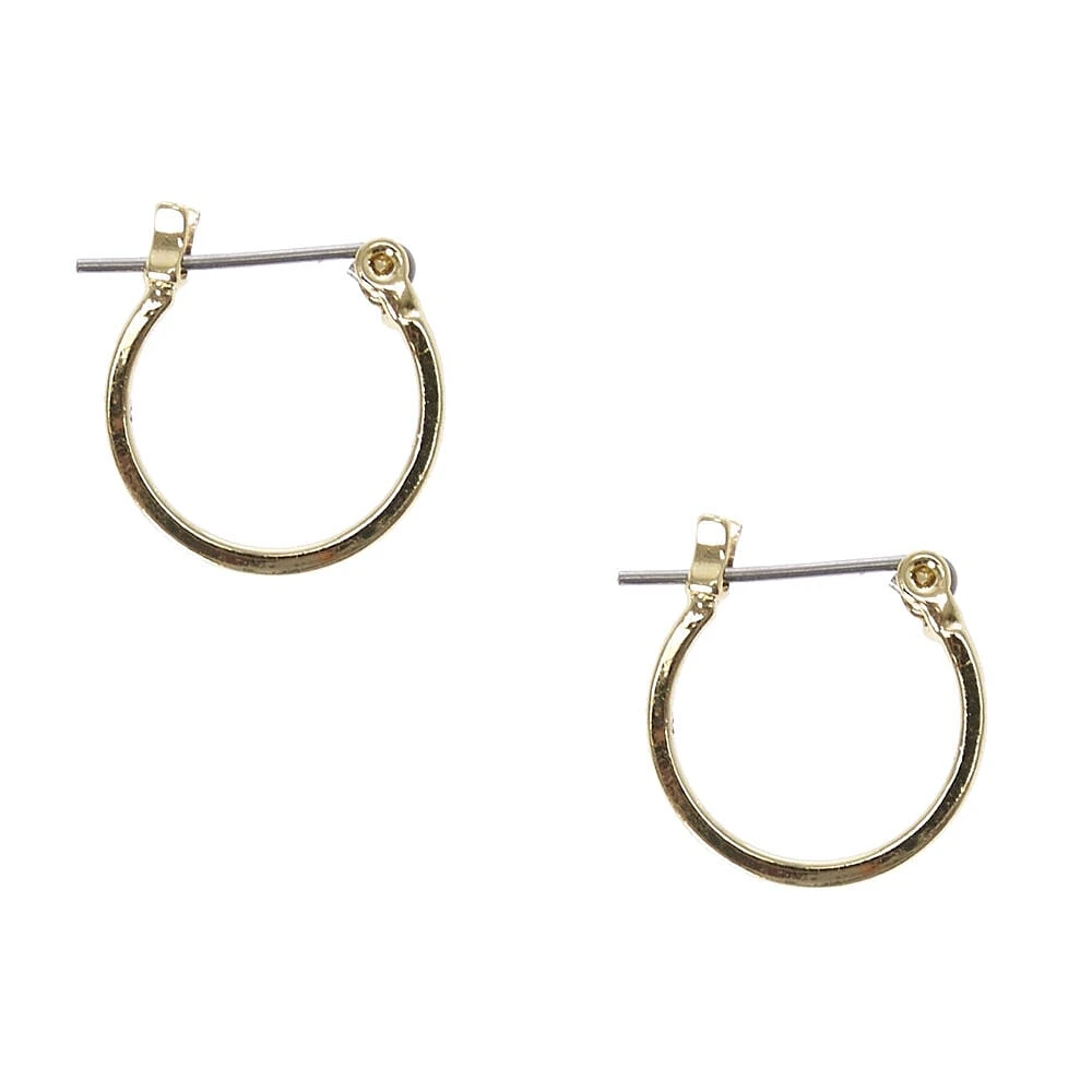 Gold-tone Square Edge 15mm Hoop Earrings