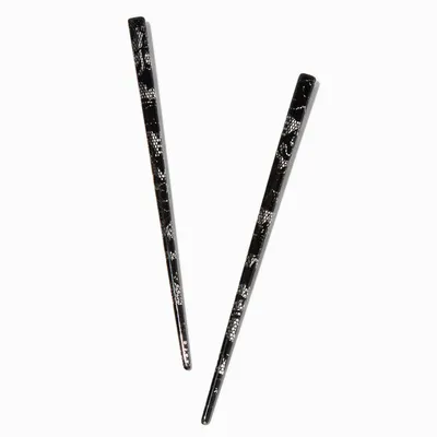 Black Lace Hair Sticks - 2 Pack