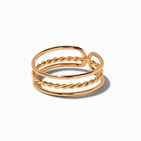 Gold-tone Twisted Rings - 5 Pack