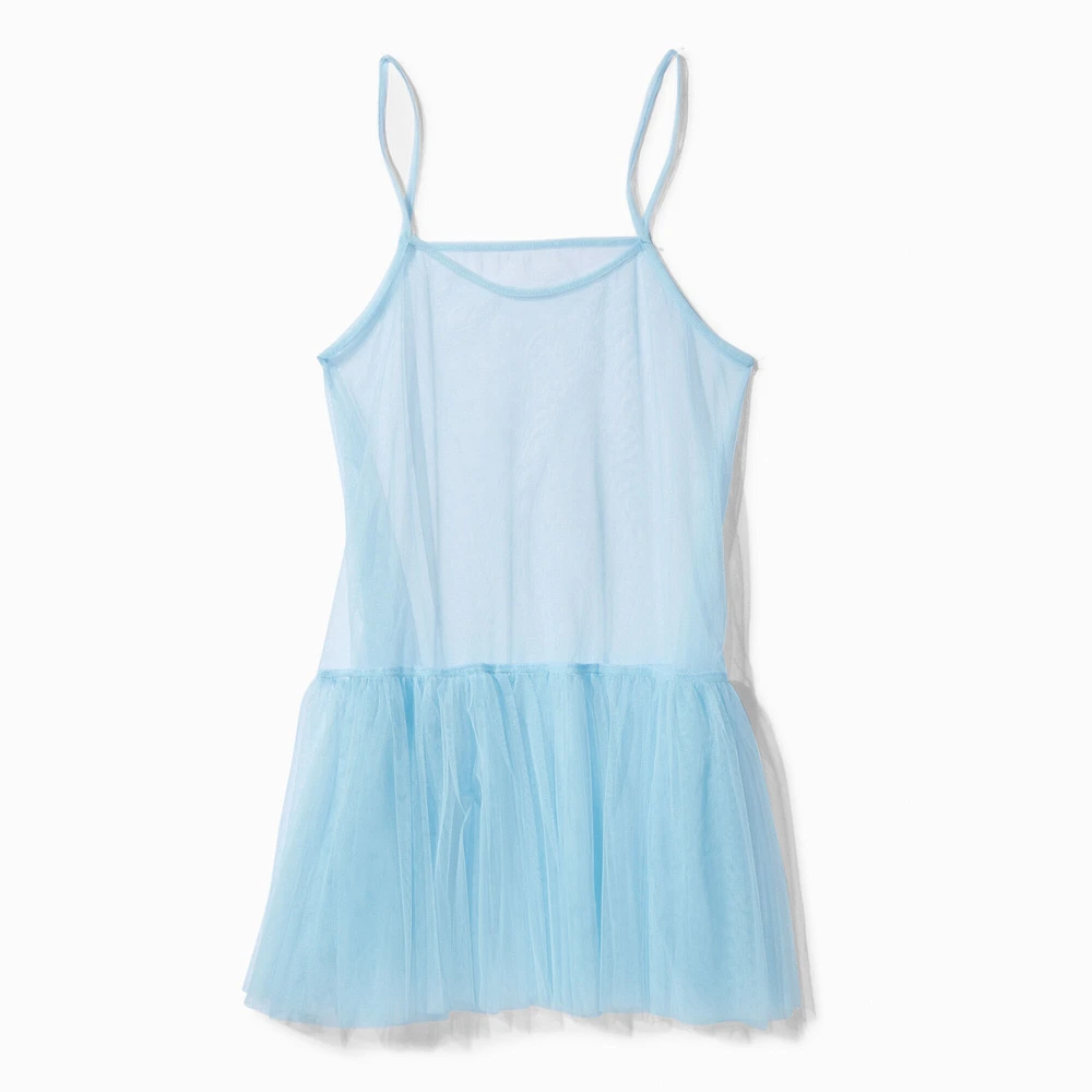 Sheer Baby Blue Tulle Tank Dress