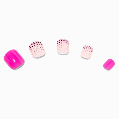 Pink Polka Dot French Tip Square Press On Vegan Faux Nail Set -  24 Pack