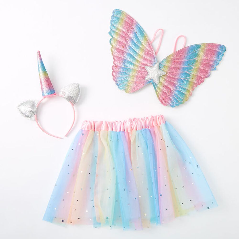 Claire's Club Pastel Rainbow Unicorn Dress Up Set - 3 Pack