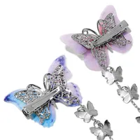 Silver-tone Pastel Butterfly Dangle Hair Clips - 2 Pack