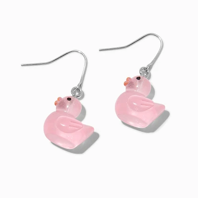 Pink Glow in the Dark Rubber Duck 0.75" Drop Earrings