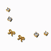 C LUXE by Claire's 18k Gold Plated Cubic Zirconia Bow Stud Earring Stackables Set