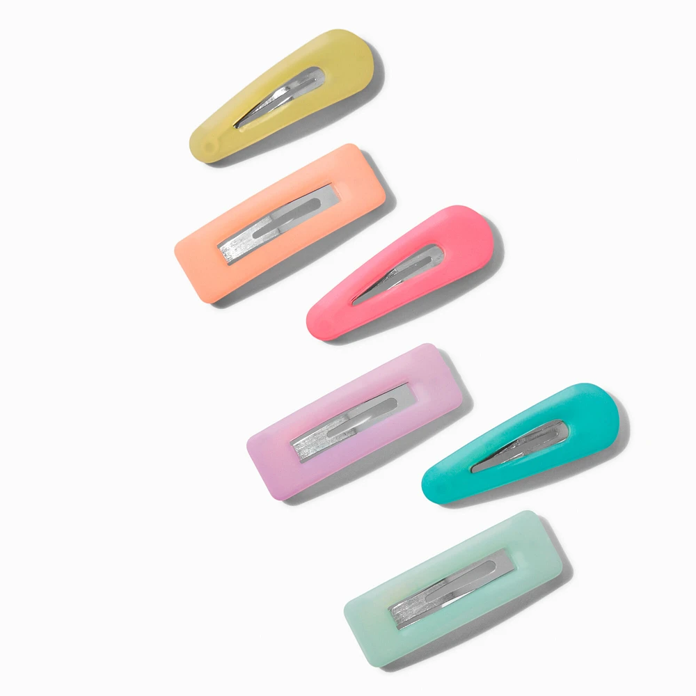 Pastel Matte Snap Hair Clips - 6 Pack