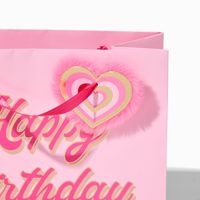 Happy Birthday Pink Heart Gift Bag - Medium