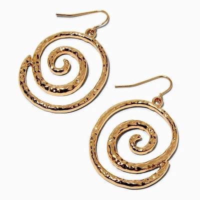Gold-tone Textured Swirl 2" Drop Earrings