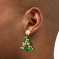 Beaded & Sequin Christmas Tree Acrylic Stud Earrings