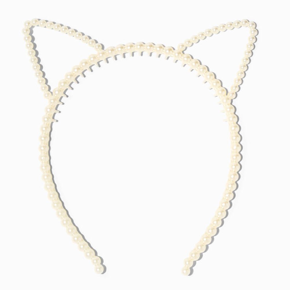 Claire's Club Ivory Pearl Cat Ears Headband