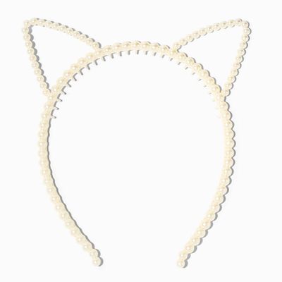 Claire's Club Ivory Pearl Cat Ears Headband
