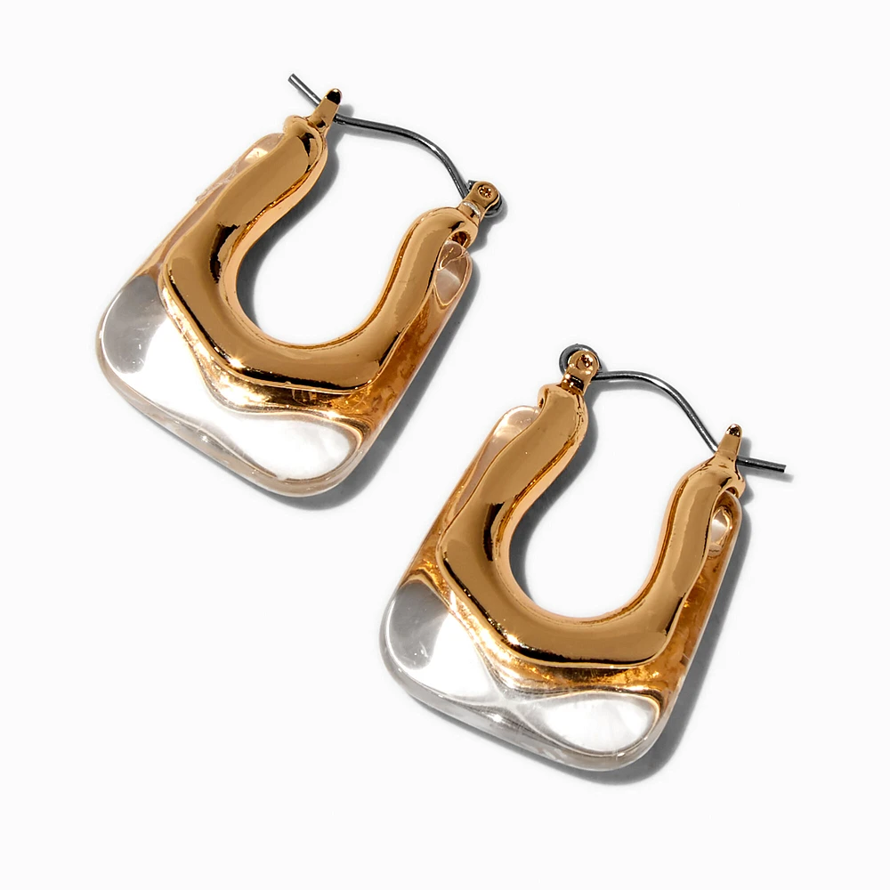 Gold-tone Clear Acrylic Square Hoop Earrings