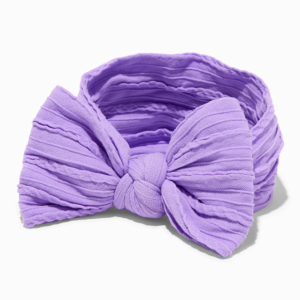 Claire's Club Nylon Ribbed Bow Headwrap - Purple