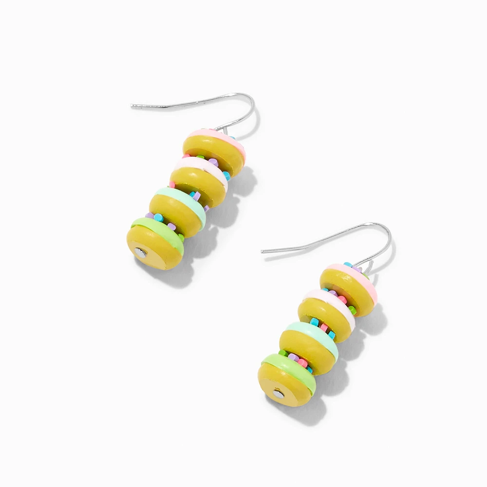 Silver 1" Rainbow Donut Drop Earrings