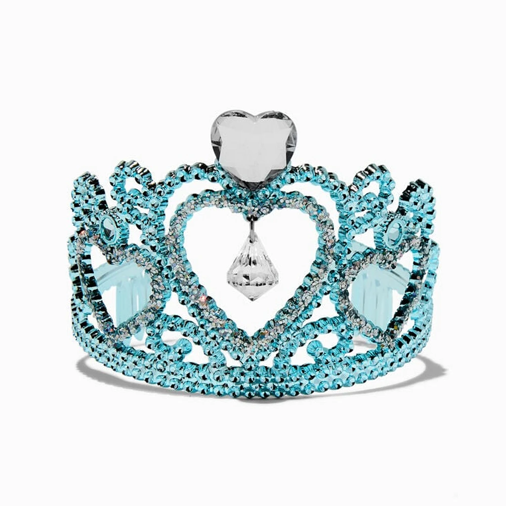 Claire's Club Princess Heart Charm Tiara - Turquoise