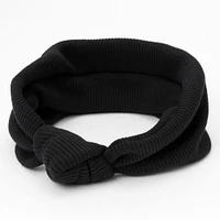 Black Ribbed Knotted Headwrap