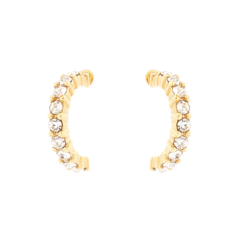 18kt Gold Plated Crystal Half Hoop Earrings