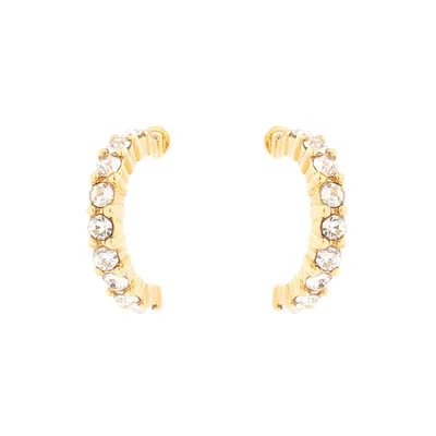 18kt Gold Plated Crystal Half Hoop Earrings