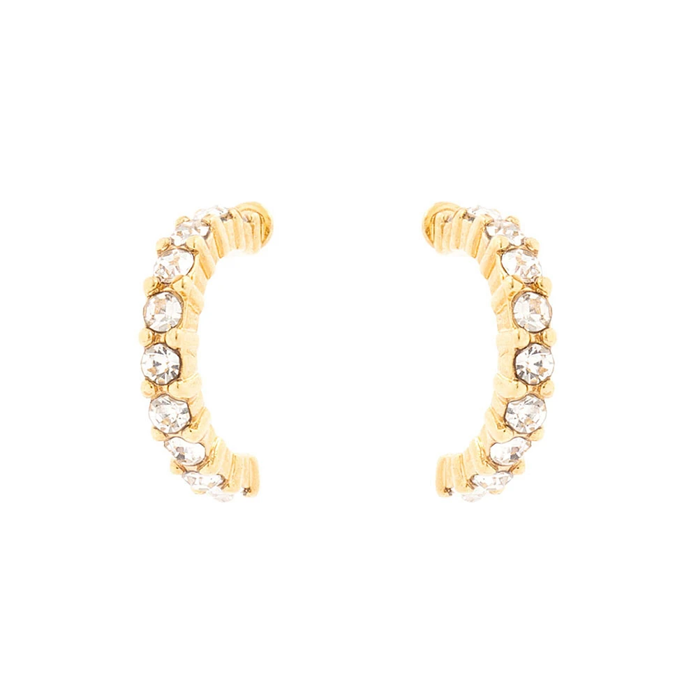 C LUXE by Claire's 18K Yellow Gold Plated Crystal Half Hoop Earrings