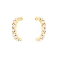 C LUXE by Claire's 18K Yellow Gold Plated Crystal Half Hoop Earrings
