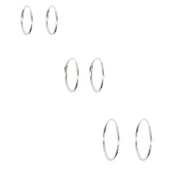 C LUXE by Claire's Sterling Silver Graduated Sleek Hoop Earrings - 3 Pack