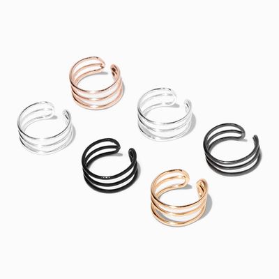 Mixed Metal Wire Ear Cuffs - 6 Pack