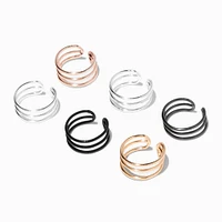 Mixed Metal Wire Ear Cuffs - 6 Pack