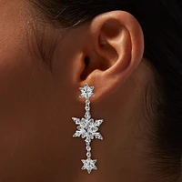 Crystal Snowflake Silver-tone Drop Earrings