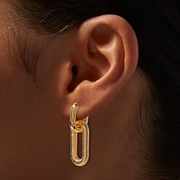 Gold-tone Textured Chain Link Hoop Earrings