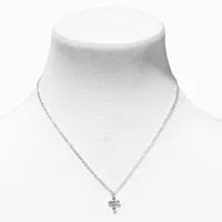 Silver Crystal Cross Pendant Necklace