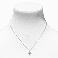 Silver Crystal Cross Pendant Necklace