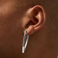Silver-tone Pointed 40MM Clicker Hoop Earrings