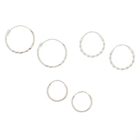 Sterling Silver Graduated Hoop Earrings - 3 Pack