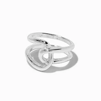 Silver-tone Molten Criss Cross Ring