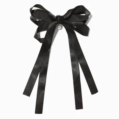 Claire's Club Chiffon Bow Barrette Hair Clip | Black