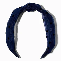 Navy Polka Dot Sheer Knotted Headband