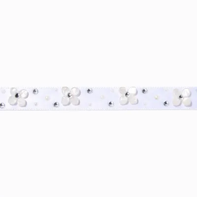 Claire's Club White Pearl Ribbon Choker Necklace