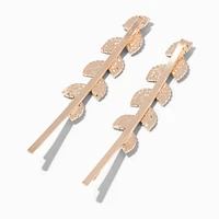 Rose Gold Pavé Crystal Leaf Hair Pins - 2 Pack