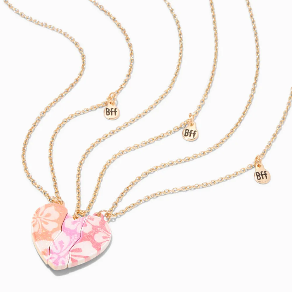 Claire's Best Friends Hibiscus Heart Pendant Necklaces - 3 Pack