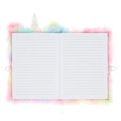 Pastel Rainbow Unicorn Plush Lock Diary