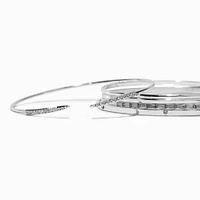 Silver-tone Glam Bangle Bracelets - 5 Pack