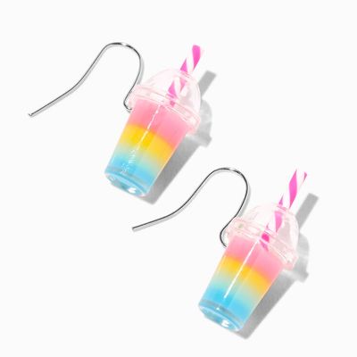 Rainbow 0.5" Bubble Tea Drop Earrings