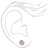 C LUXE by Claire's 18k Rose Gold Plated Cubic Zirconia 3MM, 4MM, 5MM Round Stud Earrings - 3 Pack