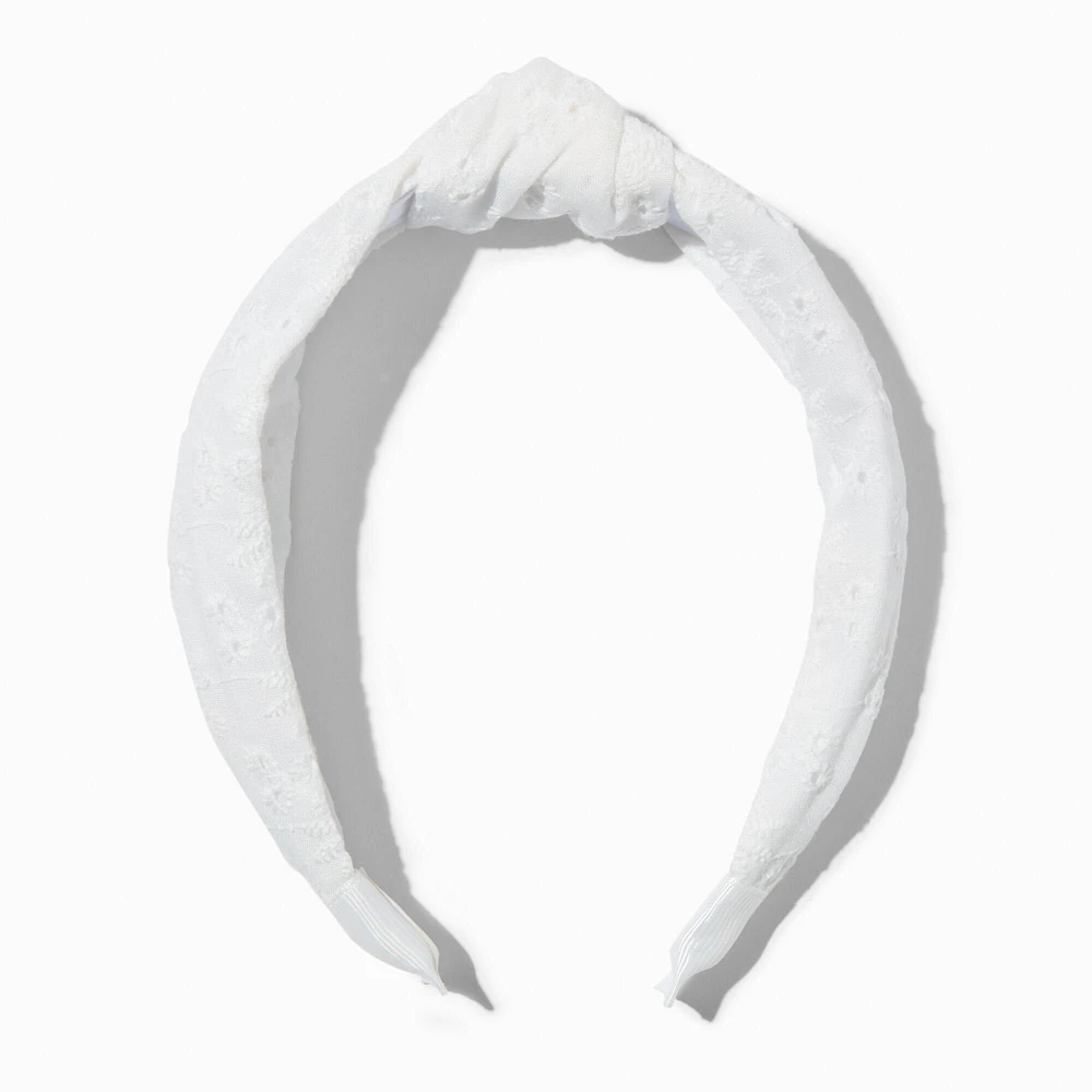 Claire's Club White Eyelet Knotted Bow Headband