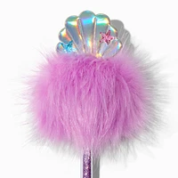 Iridescent Shell Pink Pom Pom Pen