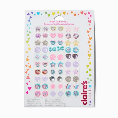 Claire's Club Pastel Unicorn Stick On Earrings - 30 Pack