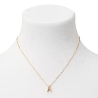 Gold-tone Mini Pearl Initial Pendant Necklace - A