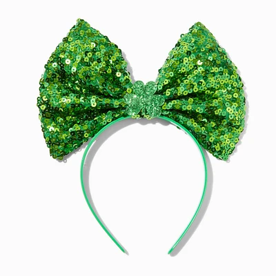 St. Patrick's Day Large Sequin Bow Headband