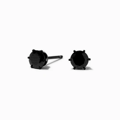 Black Titanium Cubic Zirconia 5MM Round Stud Earrings